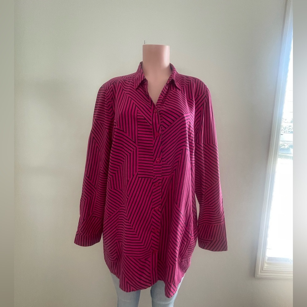 CHICO’S Women's Pink Geometric 100% LYOCELL